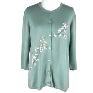 Casual corner sweater size L blue knit cardigan